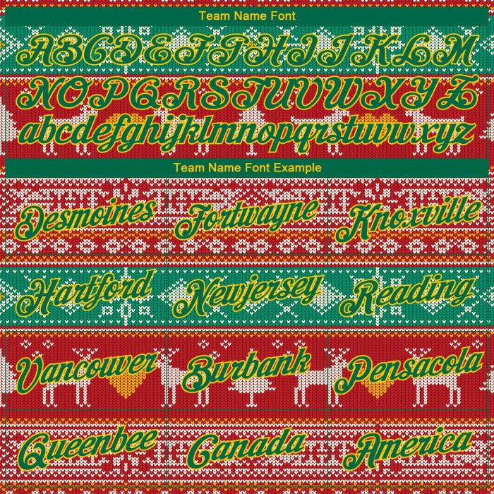 3D Christmas Reindeer Pullover Hoodie Sweatshirt - Custom Stitched Red Kelly Green-Gold Design Custom Stitched Red Kelly - Image 3
