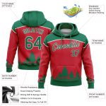 Red Green White 3D Christmas Trees Pullover Hoodie Sweatshirt Custom Stitched Custom Stitched Red Kelly Green-White 3D Christmas - Image 2