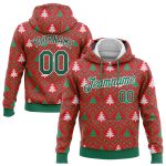Custom Christmas Trees 3D Pullover Hoodie Sweatshirt Red Kelly Green-White Style 3850 Custom Stitched Red Kelly Green-White