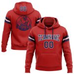 Red Navy White Custom Stitched Football Hoodie Sweatshirt Pullover for Men and Women Custom Stitched Red Navy-White Football