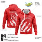 Red and White 3D Pattern Sports Hoodie, Custom Stitched Pullover Sweatshirt for Active Wear Custom Stitched Red Red-White - Image 2