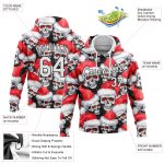 Custom Red White Black 3D Skull Santa Hat Sweatshirt Hoodie - Stitched Sports Pullover for Holiday Style Custom Stitched - Image 2