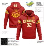 Custom Stitched Red White Gold Hoodie Pullover Sweatshirt for Football Fans Custom Stitched Red White-Gold Football Pullover - Image 2