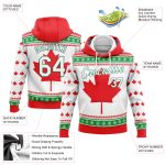 3D Canadian Flag Pullover Hoodie Sweatshirt - Custom Stitched Red White Kelly Green Custom Stitched Red White-Kelly Green - Image 2