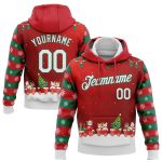 3D Christmas Sports Hoodie Custom Stitched Red White Kelly Green Pullover Sweatshirt Custom Stitched Red White-Kelly Green