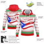 Puerto Rican Flag Hoodie - Custom Stitched 3D Red White-Kelly Green Sports Pullover Sweatshirt Custom Stitched Red White-Kelly - Image 2