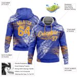 Royal Gold-White 3D Pattern Hoodie Custom Stitched Sports Pullover Sweatshirt Custom Stitched Royal Gold-White 3D Pattern - Image 2