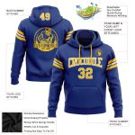 Royal Gold-White Custom Football Hoodie Sweatshirt - Stitched Pullover Apparel Custom Stitched Royal Gold-White Football - Image 2