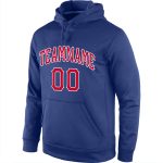 Royal Red White Sports Hoodie Custom Stitched Pullover Sweatshirt - Discounted Custom Stitched Royal Red-White Sports Pullover - Image 2