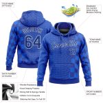 Royal White 3D Pattern Design Sports Hoodie - Custom Stitched Pullover Sweatshirt Custom Stitched Royal Royal-White 3D Pattern - Image 2