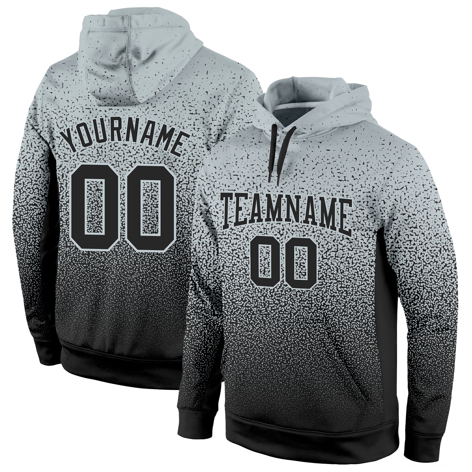 Custom Stitched Silver Black Fade Sports Hoodie Pullover Sweatshirt for Fashion Enthusiasts Custom Stitched Silver Black