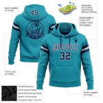 Teal Navy White Custom Stitched Football Hoodie Pullover Sweatshirt Custom Stitched Teal Navy-White Football Pullover Sweatshirt - Image 2