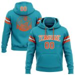 Teal Orange White Football Hoodie Custom Stitched Pullover Sweatshirt Custom Stitched Teal Orange-White Football Pullover
