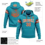 Teal Orange White Football Hoodie Custom Stitched Pullover Sweatshirt Custom Stitched Teal Orange-White Football Pullover - Image 2