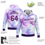 Tie Dye 3D Pattern Purple Pink Sports Hoodie Custom Stitched Pullover Sweatshirt Custom Stitched Tie Dye Purple-Pink 3D Pattern - Image 2