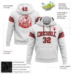 Custom Stitched Football Hoodie Sweatshirt in White Red-Black for Comfort and Style Custom Stitched White Red-Black Football - Image 2