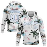 Custom Stitched Hawaii Palm Trees 3D Pattern Sweatshirt Hoodie in White Light Blue Custom Stitched White White-Light Blue