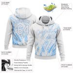 Custom Stitched 3D Pattern Sweatshirt Hoodie in White and Light Blue - Sports Pullover Custom Stitched White White-Light - Image 2