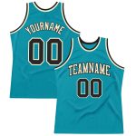 Custom Teal Black-Cream Basketball Jersey - Authentic Throwback Style Custom Teal Black-Cream Authentic Throwback Basketball