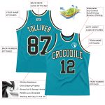 Custom Teal Black-Cream Basketball Jersey - Authentic Throwback Style Custom Teal Black-Cream Authentic Throwback Basketball - Image 2