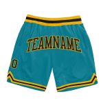 Teal Black Gold Throwback Basketball Shorts - Custom Authentic Design Custom Teal Black-Gold Authentic Throwback Basketball