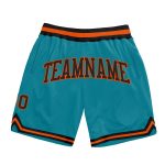Teal Black-Orange Custom Basketball Shorts - Authentic Throwback Design Custom Teal Black-Orange Authentic Throwback Basketball