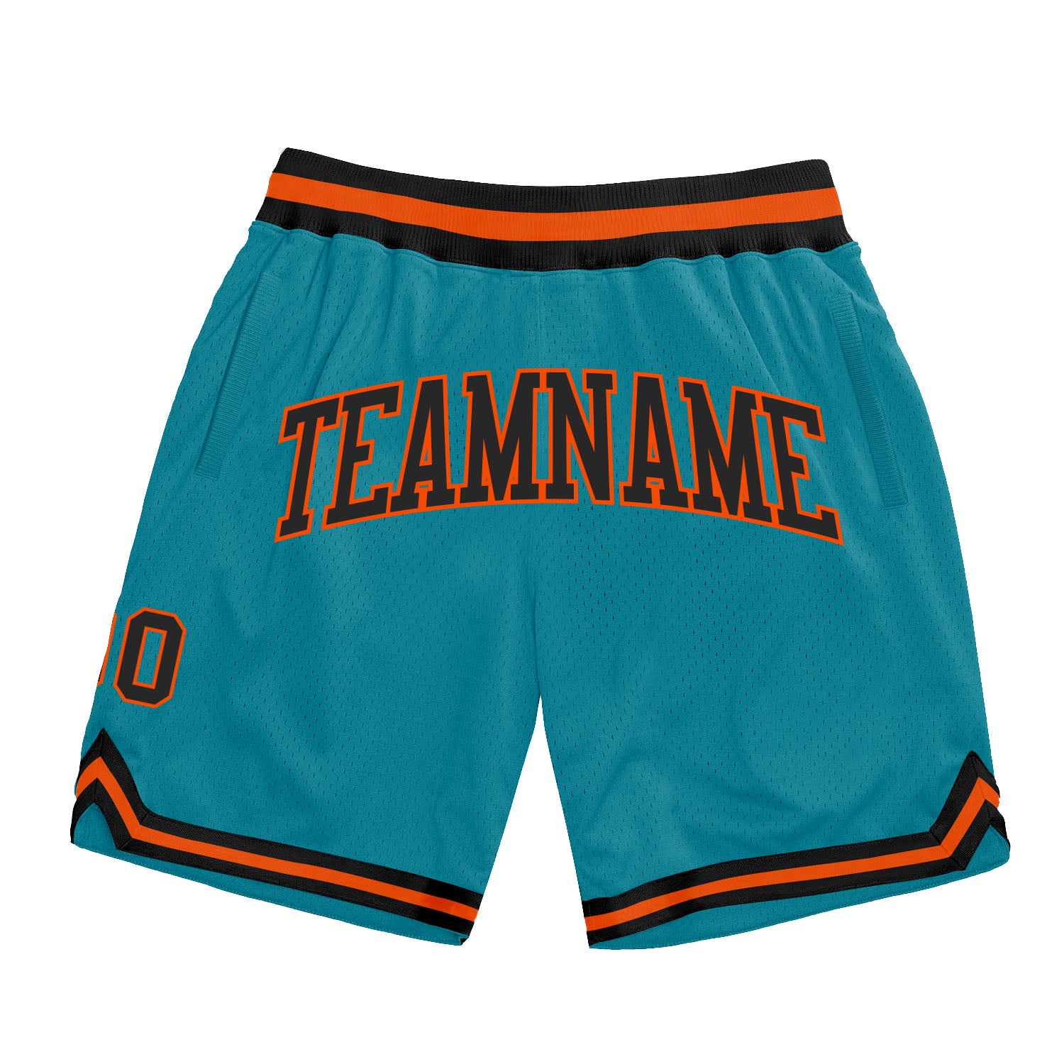 Teal Black-Orange Custom Basketball Shorts - Authentic Throwback Design Custom Teal Black-Orange Authentic Throwback Basketball