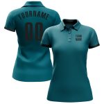 Teal Black Performance Golf Polo Shirt - Custom Fit for Men and Women Custom Teal Black Performance Golf Polo Shirt - Image 2