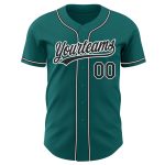 Custom Teal Black White Baseball Jersey for Men and Women - Authentic Style 7639 Custom Teal Black-White Authentic Baseball - Image 2