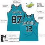 Custom Teal Black White Basketball Jersey | Authentic Throwback Style Custom Teal Black-White Authentic Throwback Basketball - Image 2