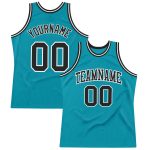Custom Teal Black White Basketball Jersey | Authentic Throwback Style Custom Teal Black-White Authentic Throwback Basketball