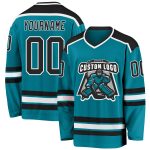 Custom Teal Hockey Jersey | Black and White Design | Personalized Hockey Apparel Custom Teal Black-White Hockey Jersey