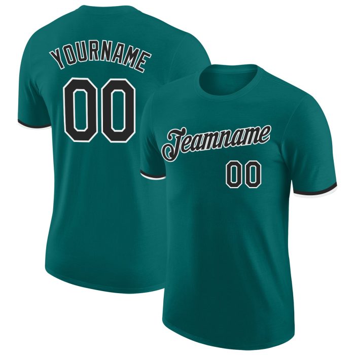 Custom Performance T-Shirt in Teal Black and White - Style 6901 Custom Teal Black-White Performance T-Shirt Style 6901 - Image 1