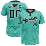 Custom Unisex Softball Jersey Two-Button Teal Black White Style 3822 Custom Teal Black-White Two-Button Unisex Softball Jersey