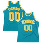 Teal Gold White Throwback Basketball Jersey - Custom Authentic Sports Apparel Custom Teal Gold-White Authentic Throwback