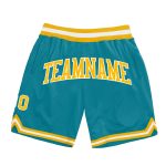 Teal Gold White Authentic Throwback Basketball Shorts - Custom Design Custom Teal Gold-White Authentic Throwback Basketball