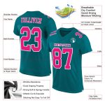 Custom Teal Hot Pink White Football Jersey - Authentic Mesh Sports Gear Custom Teal Hot Pink-White Mesh Authentic Football - Image 2