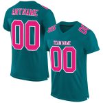 Custom Teal Hot Pink White Football Jersey - Authentic Mesh Sports Gear Custom Teal Hot Pink-White Mesh Authentic Football