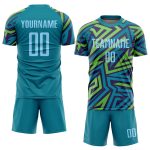 Teal Light Blue and Kelly Green Sublimation Soccer Jersey - Custom Uniform Custom Teal Light Blue-Kelly Green Sublimation - Image 2