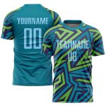 Teal Light Blue and Kelly Green Sublimation Soccer Jersey - Custom Uniform Custom Teal Light Blue-Kelly Green Sublimation