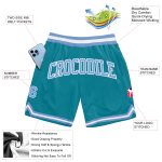Custom Teal Light Blue White Basketball Shorts - Authentic Throwback Style Custom Teal Light Blue-White Authentic Throwback - Image 2