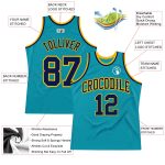 Teal Navy Gold Custom Basketball Jersey | Authentic Throwback Style Custom Teal Navy-Gold Authentic Throwback Basketball - Image 2