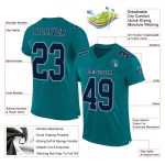 Teal Navy Gray Mesh Football Jersey - Custom Authentic Design Custom Teal Navy-Gray Mesh Authentic Football Jersey - Image 2