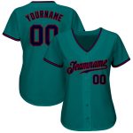 Custom Teal and Navy Red Authentic Baseball Jersey for Men and Women Custom Teal Navy-Red Authentic Baseball Jersey - Image 2