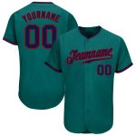 Custom Teal and Navy Red Authentic Baseball Jersey for Men and Women Custom Teal Navy-Red Authentic Baseball Jersey