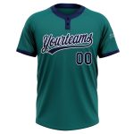 Teal Navy White Unisex Softball Jersey - Custom Two-Button Design Custom Teal Navy-White Two-Button Unisex Softball Jersey - Image 2