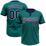 Teal Navy White Unisex Softball Jersey - Custom Two-Button Design Custom Teal Navy-White Two-Button Unisex Softball Jersey
