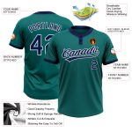Teal Navy White Unisex Softball Jersey - Custom Two-Button Design Custom Teal Navy-White Two-Button Unisex Softball Jersey - Image 3