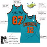Custom Teal and Orange Black Basketball Jersey - Authentic Throwback Style Custom Teal Orange-Black Authentic Throwback Basketball - Image 2