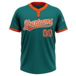 Custom Teal Orange White Softball Jersey for Men and Women - Two-Button Unisex Sportswear Custom Teal Orange-White Two-Button - Image 2